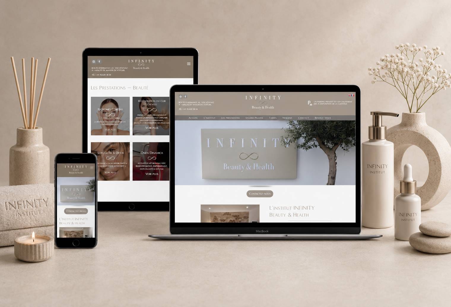 Site web institut Infinity Beauty & Health